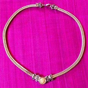 Woven Silver & Gold Coin Necklace
